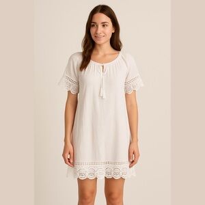 Mlle Gabrielle White Crochet Lace Detail Dress Resortwear Womens Size Large